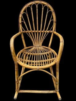 Schaukelstuhl aus Rattan, 1950er