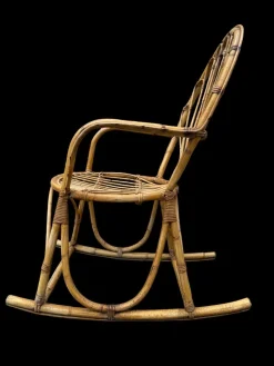 Schaukelstuhl aus Rattan, 1950er