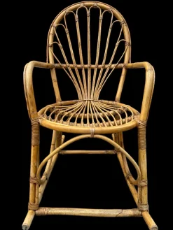 Schaukelstuhl aus Rattan, 1950er