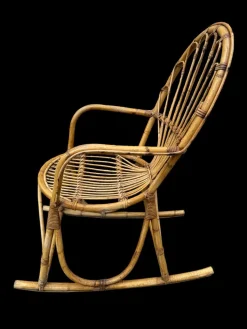 Schaukelstuhl aus Rattan, 1950er