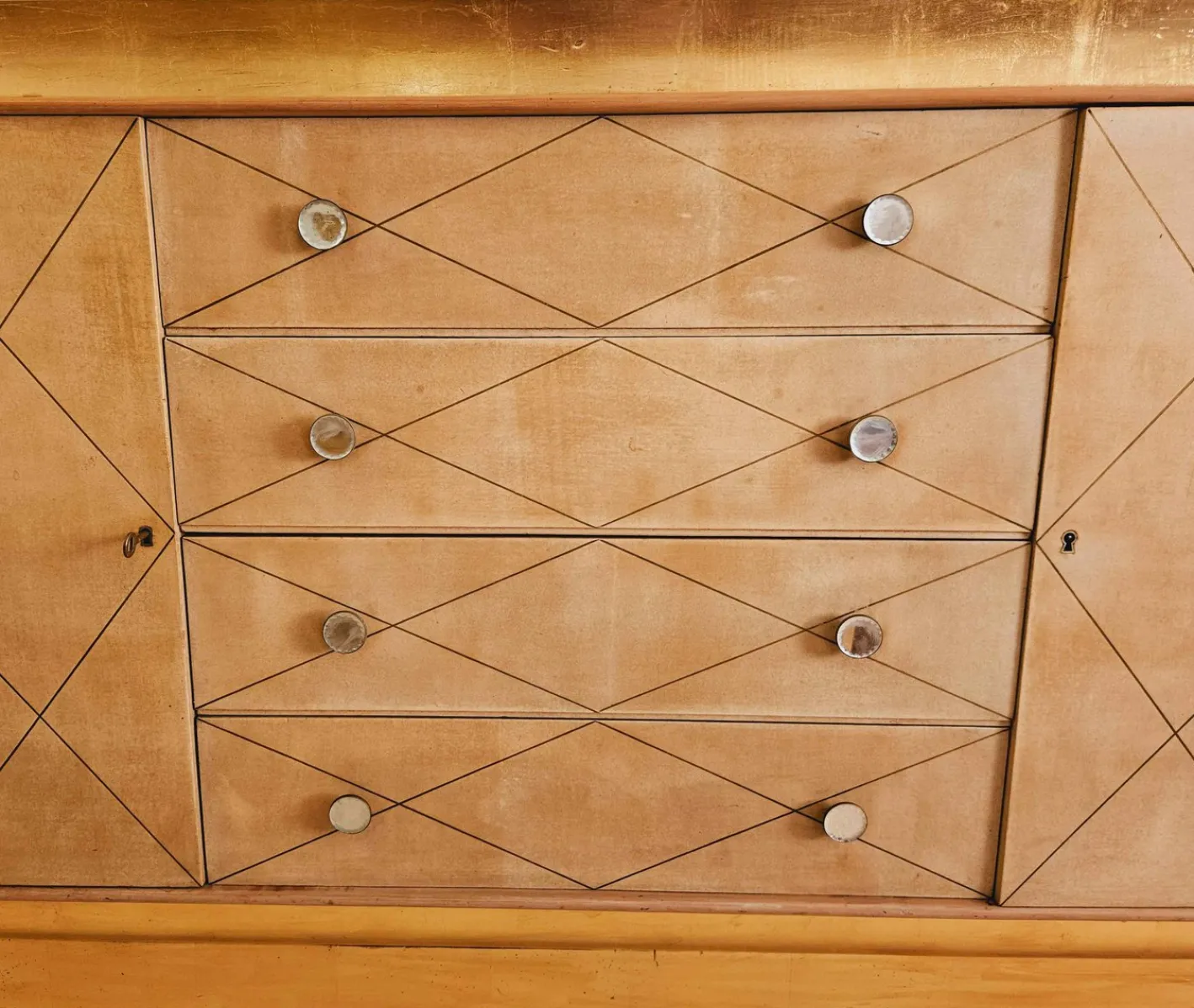 Schlafzimmer Set aus Pergament und Blattvergoldung, 1940er, 6 . Set