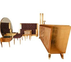 Schlafzimmer Set aus Pergament und Blattvergoldung, 1940er, 6 . Set