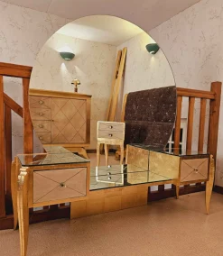 Schlafzimmer Set aus Pergament und Blattvergoldung, 1940er, 6 . Set