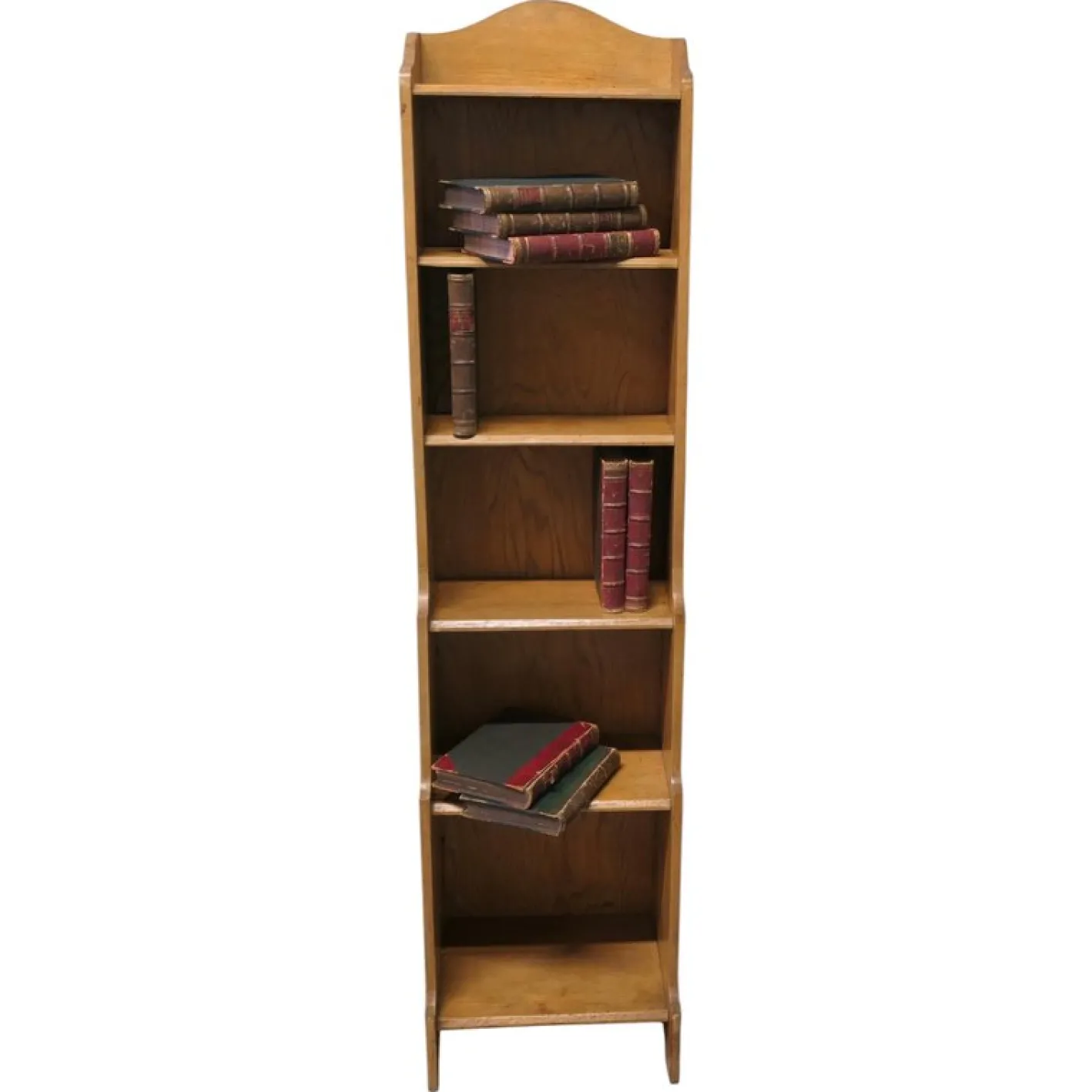 Schmaler Goldener Eichenholz Bücherschrank, 1900