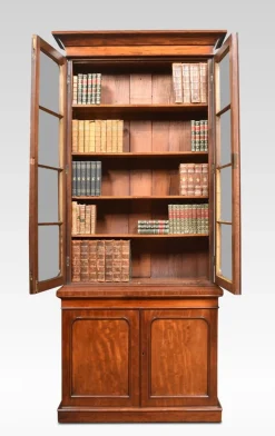 Schmales 2-türiges Bücherregal aus Mahagoni