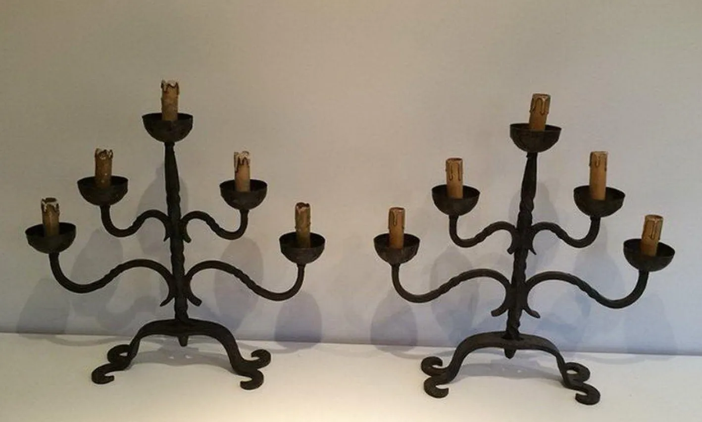 Schmiedeeisen Kerzenständer, 4er Set