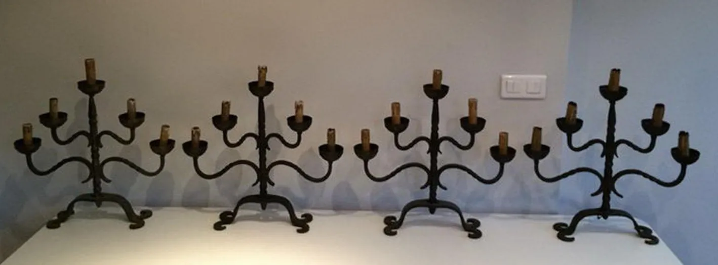 Schmiedeeisen Kerzenständer, 4er Set