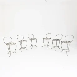 Schmiedeeiserne Gartenstühle, Italien, 1950er, 6 . Set