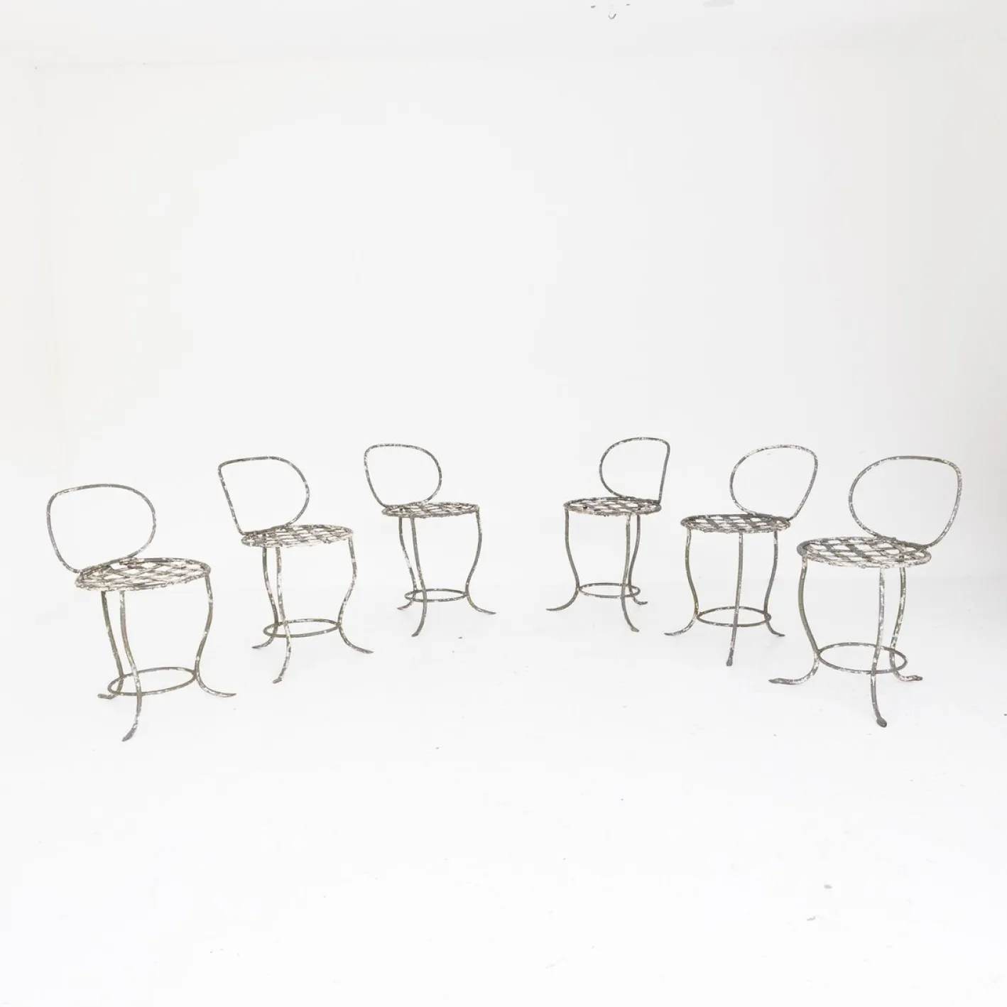 Schmiedeeiserne Gartenstühle, Italien, 1950er, 6 . Set