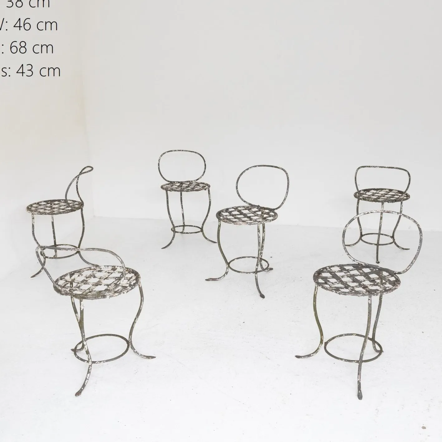 Schmiedeeiserne Gartenstühle, Italien, 1950er, 6 . Set