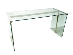 Schreibtisch aus Glas, lackiertem Holz & verchromtem Metall von Gallotti e Radice, 1990er