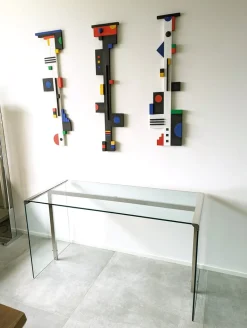 Schreibtisch aus Glas, lackiertem Holz & verchromtem Metall von Gallotti e Radice, 1990er