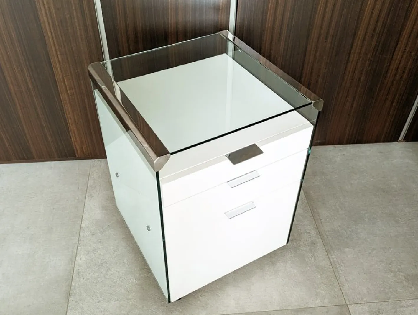 Schreibtisch aus Glas, lackiertem Holz & verchromtem Metall von Gallotti e Radice, 1990er