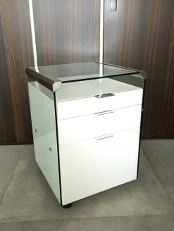 Schreibtisch aus Glas, lackiertem Holz & verchromtem Metall von Gallotti e Radice, 1990er