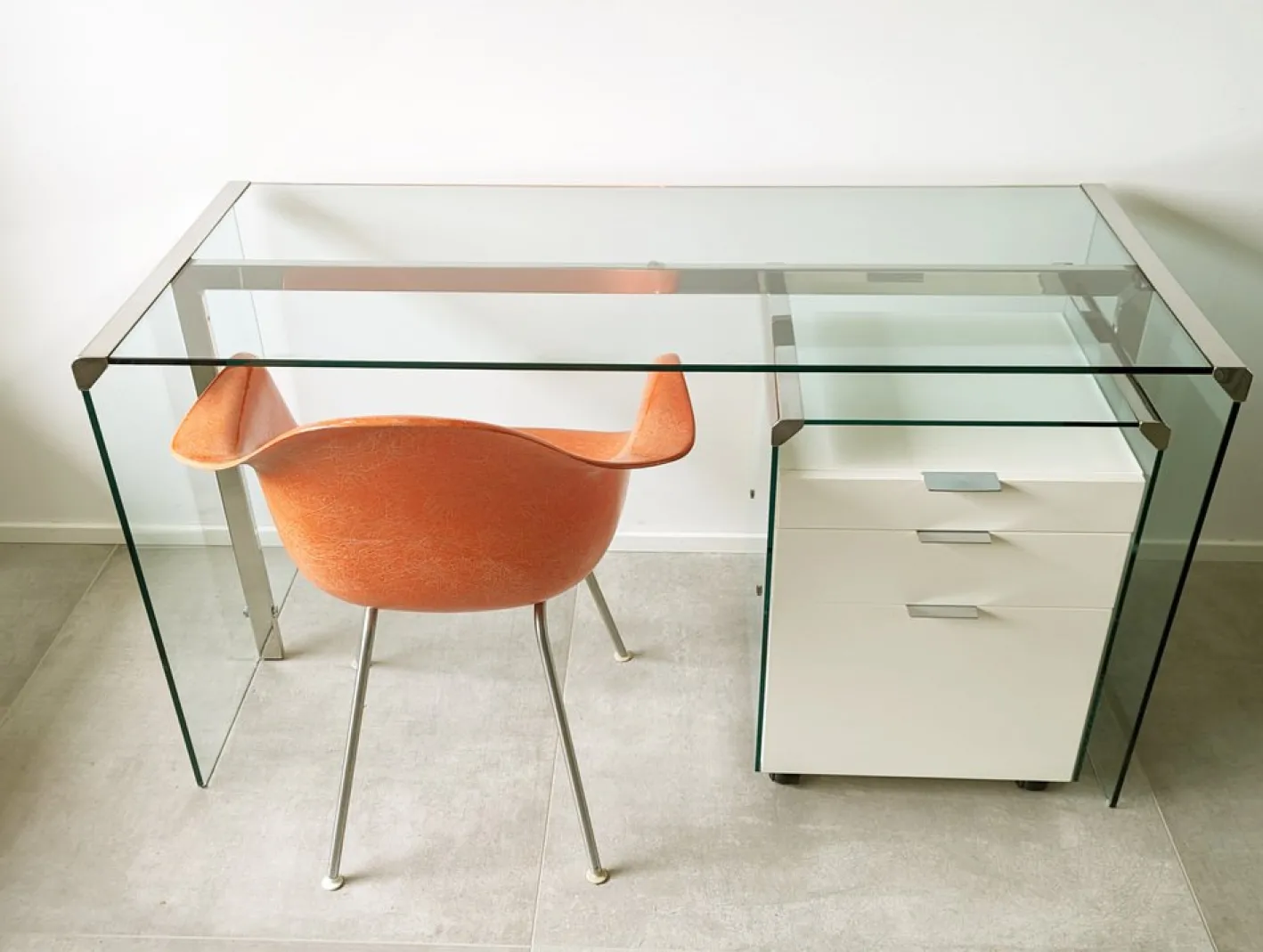 Schreibtisch aus Glas, lackiertem Holz & verchromtem Metall von Gallotti e Radice, 1990er