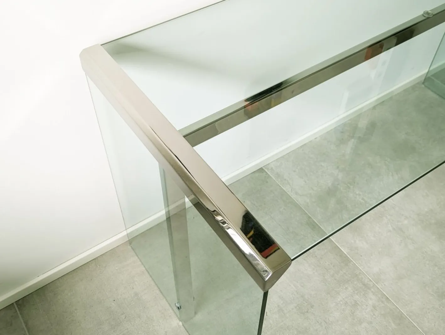 Schreibtisch aus Glas, lackiertem Holz & verchromtem Metall von Gallotti e Radice, 1990er