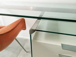 Schreibtisch aus Glas, lackiertem Holz & verchromtem Metall von Gallotti e Radice, 1990er