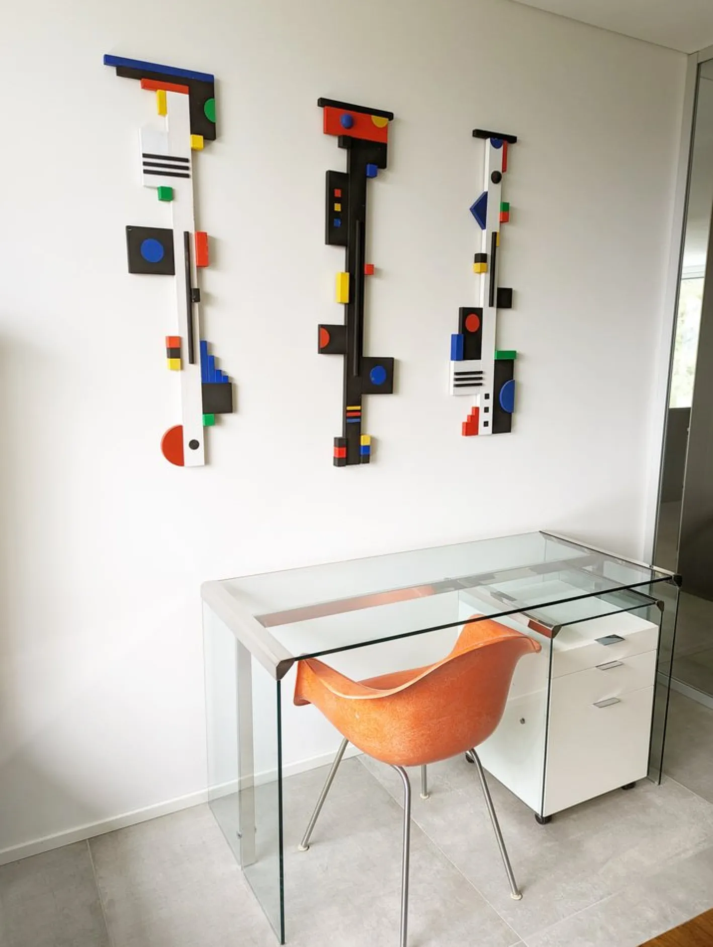Schreibtisch aus Glas, lackiertem Holz & verchromtem Metall von Gallotti e Radice, 1990er