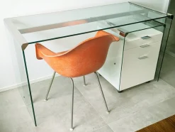 Schreibtisch aus Glas, lackiertem Holz & verchromtem Metall von Gallotti e Radice, 1990er