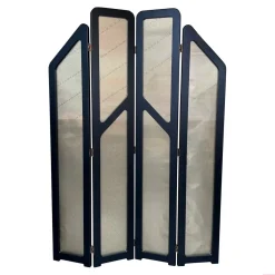Schwarze Art Deco Wandschirme aus ebonisiertem Holz & goldenem Metall, 1960er