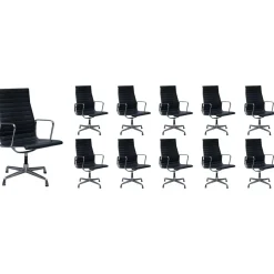Schwarze Leder Drehsessel von Vitra