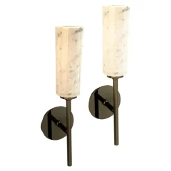 Schwarze Nickel Carrara Marmor Wandleuchten von Simoeng, 2er Set