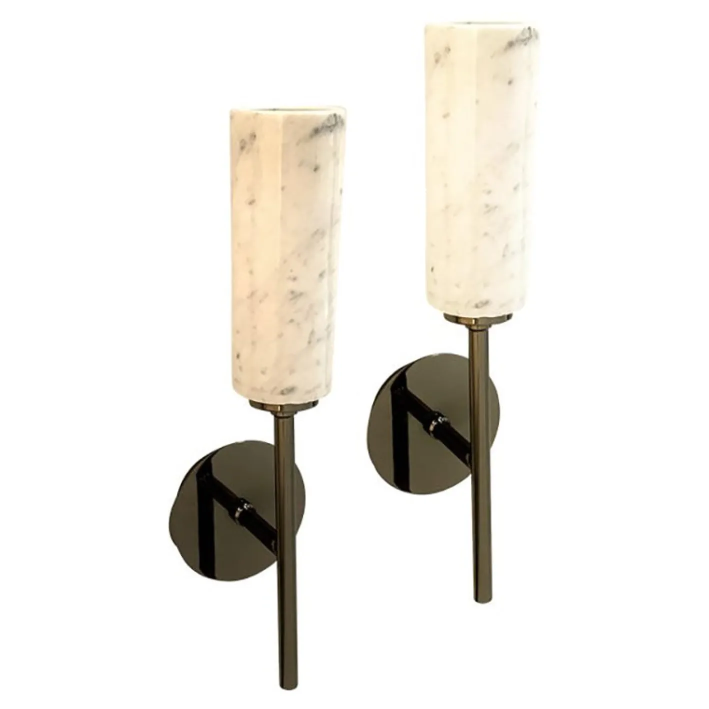 Schwarze Nickel Carrara Marmor Wandleuchten von Simoeng, 2er Set