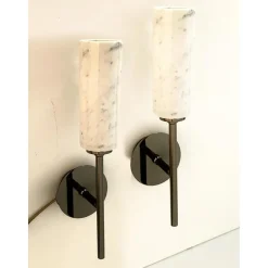 Schwarze Nickel Carrara Marmor Wandleuchten von Simoeng, 2er Set