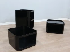 Schwarzer Modularer Componibili 4970 Servierwagen von Anna Castelli Ferrieri für Kartell, 1960er