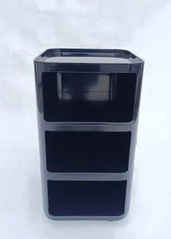 Schwarzer modularer quadratischer Behälter von Anna Castelli Ferrieri für Kartell