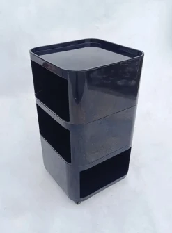 Schwarzer modularer quadratischer Behälter von Anna Castelli Ferrieri für Kartell
