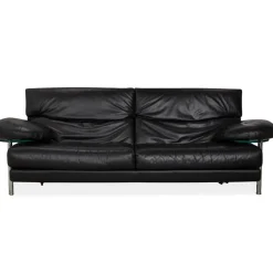 Schwarzes Arca Drei-Sitzer Ledersofa mit manueller Funktion von B&B Italia