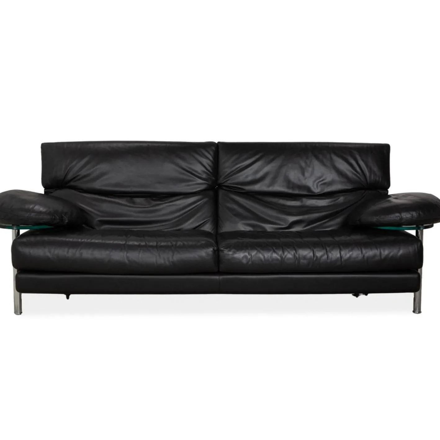 Schwarzes Arca Drei-Sitzer Ledersofa mit manueller Funktion von B&B Italia