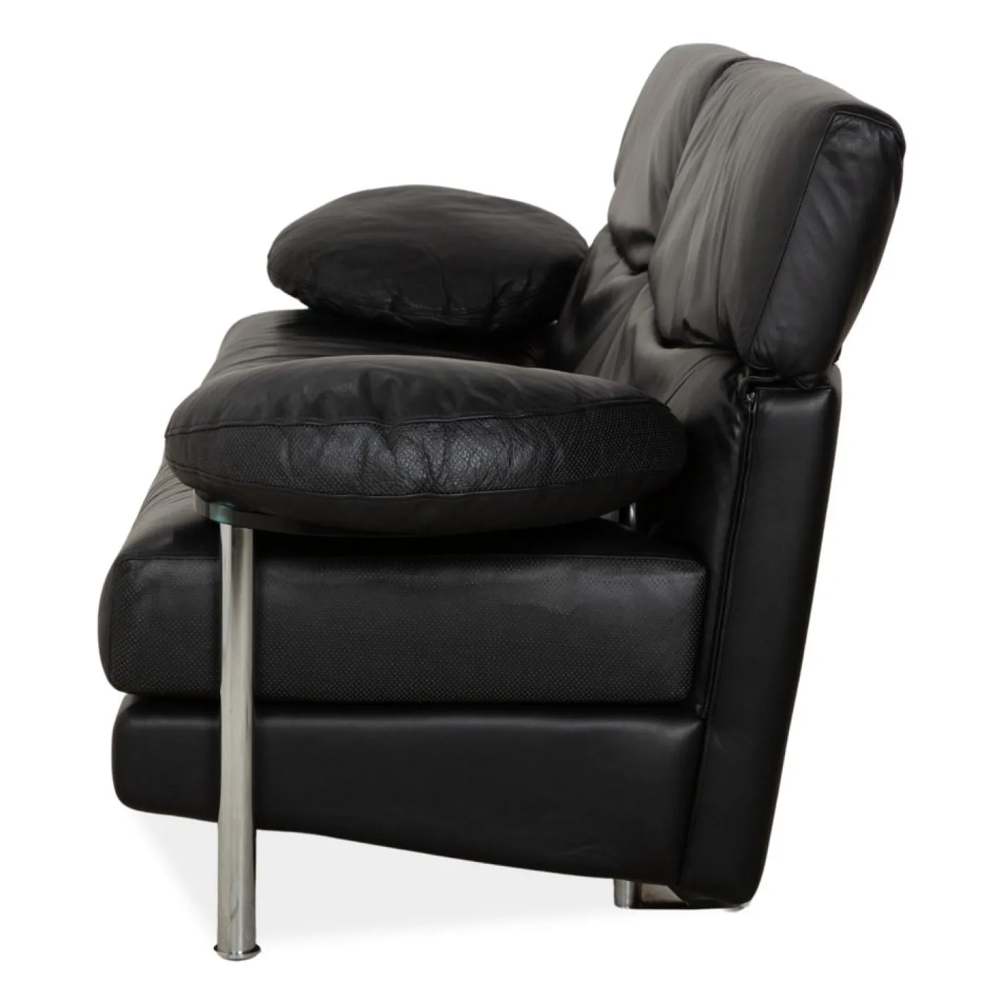 Schwarzes Arca Drei-Sitzer Ledersofa mit manueller Funktion von B&B Italia