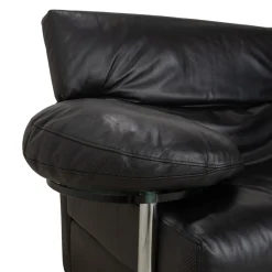 Schwarzes Arca Drei-Sitzer Ledersofa mit manueller Funktion von B&B Italia