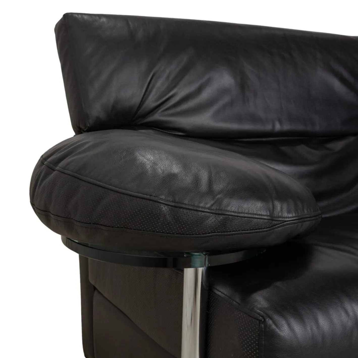 Schwarzes Arca Drei-Sitzer Ledersofa mit manueller Funktion von B&B Italia