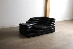 Schwarzes DS-1025 Terrazza Ledersofa von Ubald Klug für de Sede, 1970er