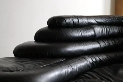 Schwarzes DS-1025 Terrazza Ledersofa von Ubald Klug für de Sede, 1970er