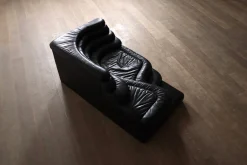 Schwarzes DS-1025 Terrazza Ledersofa von Ubald Klug für de Sede, 1970er