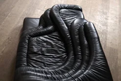 Schwarzes DS-1025 Terrazza Ledersofa von Ubald Klug für de Sede, 1970er