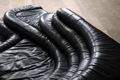 Schwarzes DS-1025 Terrazza Ledersofa von Ubald Klug für de Sede, 1970er