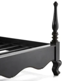 Schwarzes ebonisiertes Queensize-Bett aus Mahagoni im Louis XV-Stil