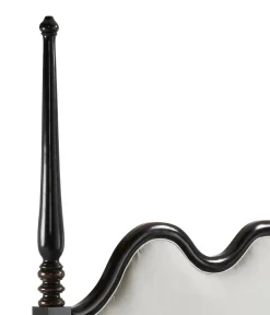 Schwarzes ebonisiertes Queensize-Bett aus Mahagoni im Louis XV-Stil