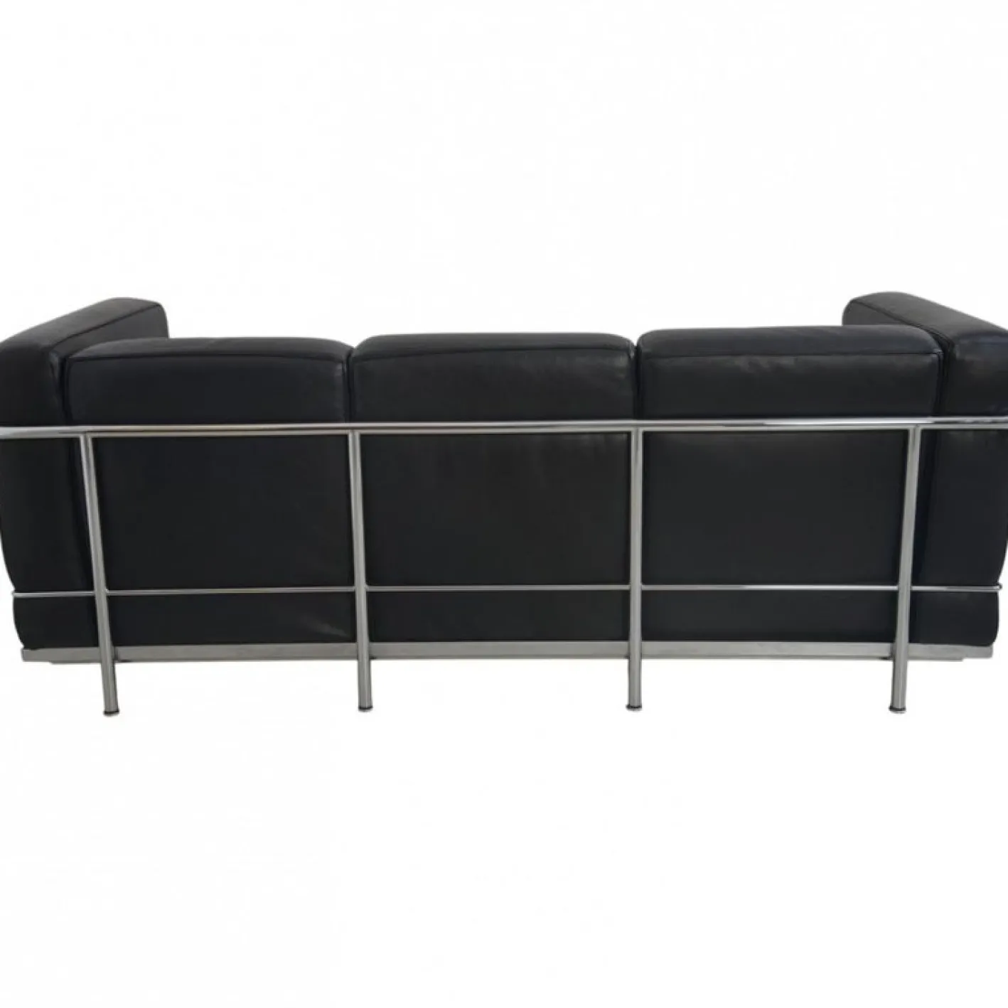 Schwarzes LC2 3-Sitzer Ledersofa von Le Corbusier, 2000er