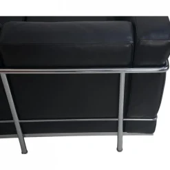 Schwarzes LC2 3-Sitzer Ledersofa von Le Corbusier, 2000er