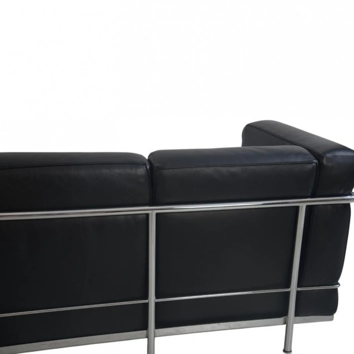 Schwarzes LC2 3-Sitzer Ledersofa von Le Corbusier, 2000er