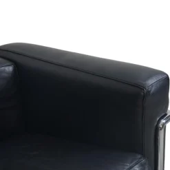 Schwarzes LC2 3-Sitzer Ledersofa von Le Corbusier, 2000er