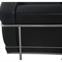 Schwarzes LC2 3-Sitzer Ledersofa von Le Corbusier, 2000er