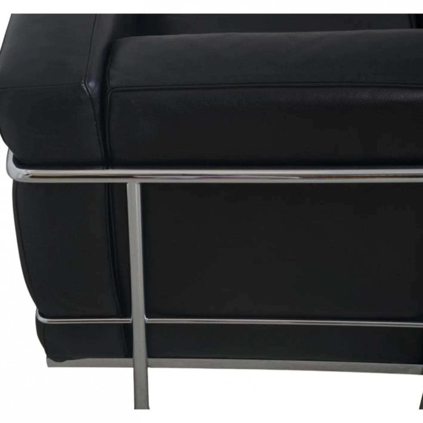 Schwarzes LC2 3-Sitzer Ledersofa von Le Corbusier, 2000er