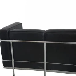 Schwarzes LC2 3-Sitzer Ledersofa von Le Corbusier, 2000er